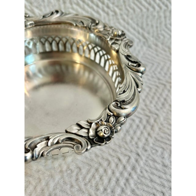 Metal Vintage Lunt “Eloquence” Silver Plate Reticulated Wine Coaster For Sale - Image 7 of 9