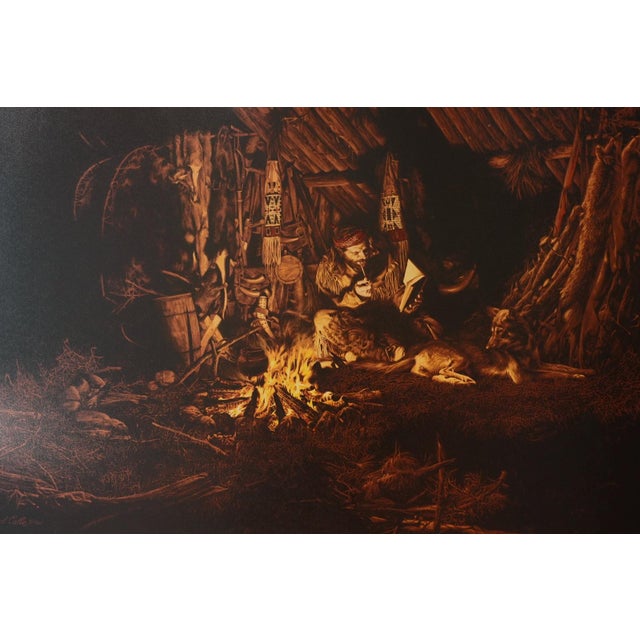 A pencil signed and numbered limited edition print of Paul Calle's "Fireside Companions," released by Mill Pond Press in...