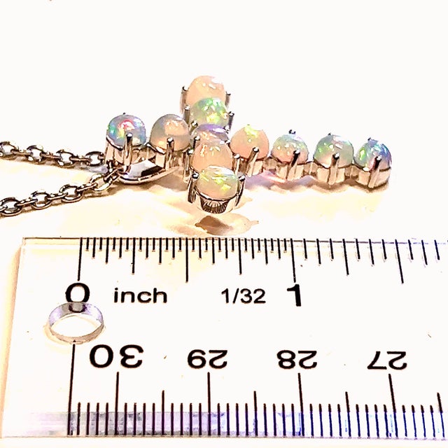 Metal Natural Opal Cross Pendant Necklace 20" 14k WG 4.50 CT Certified For Sale - Image 7 of 11