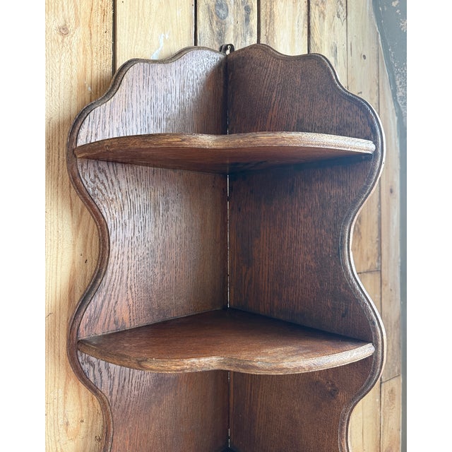Wood Antique Corner Shelf in Oak, 1890s For Sale - Image 7 of 9