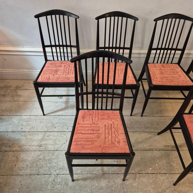 Asko Scandinavian Modern Model Charlotte Dining Chairs in Black Lacqured Wood from Asko, 1960s, Set of 6 For Sale - Image 4 of 18