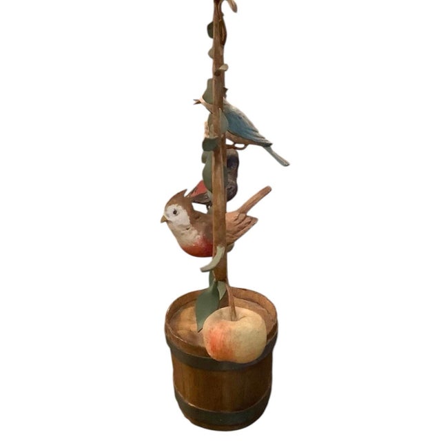Hollywood Regency Vintage Italian Tole Espalier / Espaliered Tree Sculpture, Fruit Tree, Birds, Blossoms, & Apples, Manner of Mottahedeh For Sale - Image 3 of 8