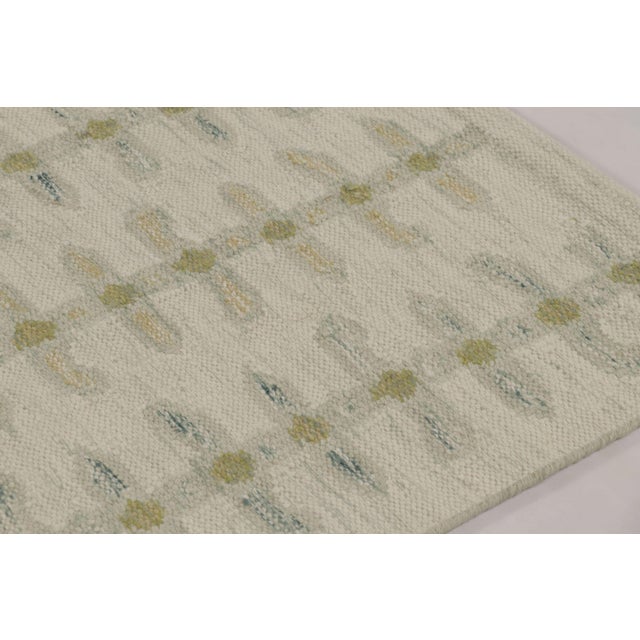 Contemporary Rug & Kilim’s Scandinavian-Inspired Rug, White With Green Minimalist Patterns For Sale - Image 3 of 10