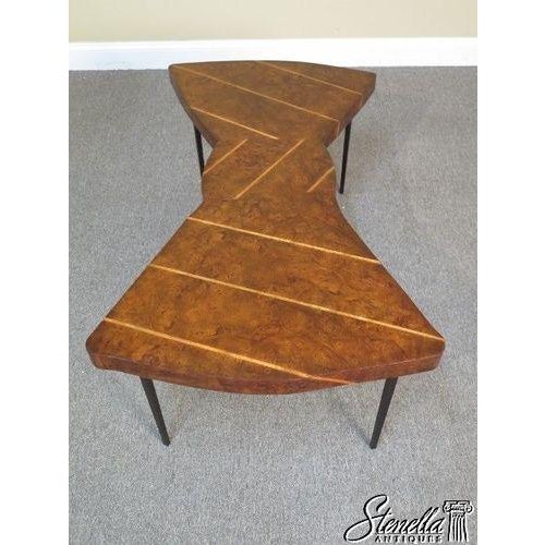 1990s Modern Design Burl Inlaid Walnut Bowtie Coffee Table Jc-494796 For Sale - Image 5 of 10