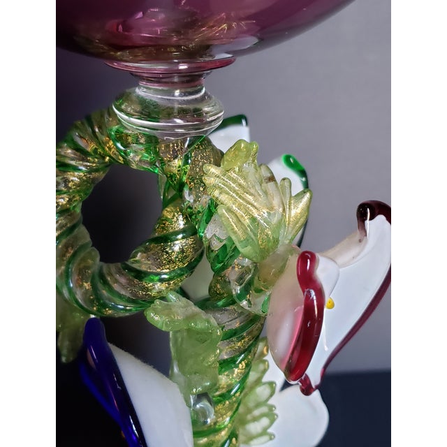 Late 20th Century Davide Fuin Murano Glass Tazza Compote Bowl 16in For Sale - Image 9 of 17