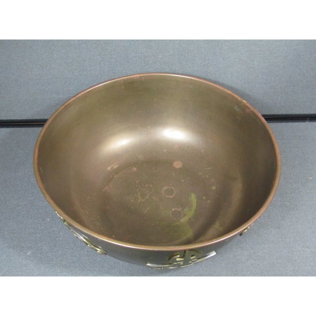 Brass 1960s Hong Kong Brass Centerpiece Bowl With Auspicious Characters For Sale - Image 8 of 11