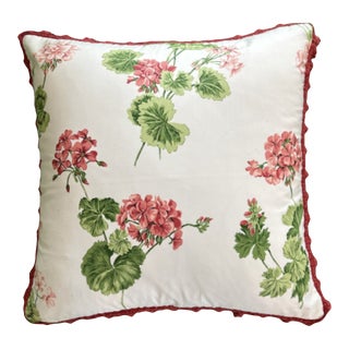 Thibaut Red Geranium Decorative Pillow With Down Feather Insert For Sale