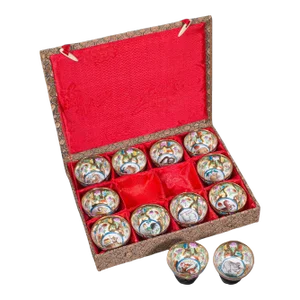 1950s Set of 12 Vintage Chinese Ceramic Zodiac Cups