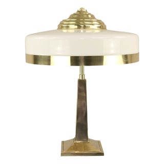 Art Deco Brass Table Lamp with Glass, Vienna, 1925 For Sale