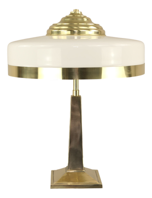 Art Deco Brass Table Lamp with Glass, Vienna, 1925