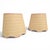 A Pair of Scalloped Raffia Lampshades with Pink Ditzy Floral Trim In the Style of Matilda Goad Both Lampshades have Uno...