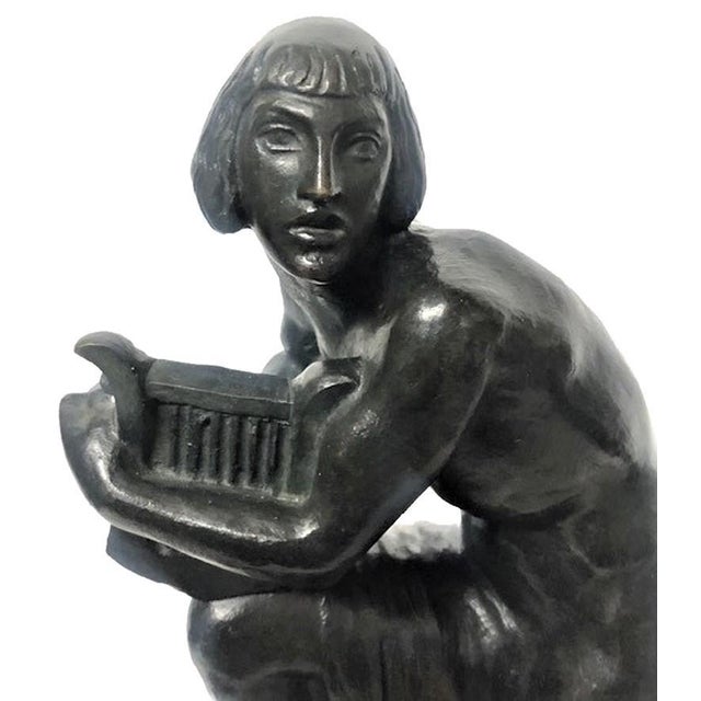 Early 20th Century Ernst Seger, David and Lion, German Art Deco Patinated Bronze Sculpture, c. 1920 For Sale - Image 5 of 11