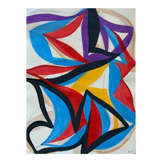 Contemporary Abstract Gouache on Arches Paper "22f13a-2022" by Alain Clément For Sale