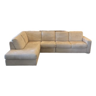 Italsofa 3 Pieces Microsuede Cream Sectional For Sale