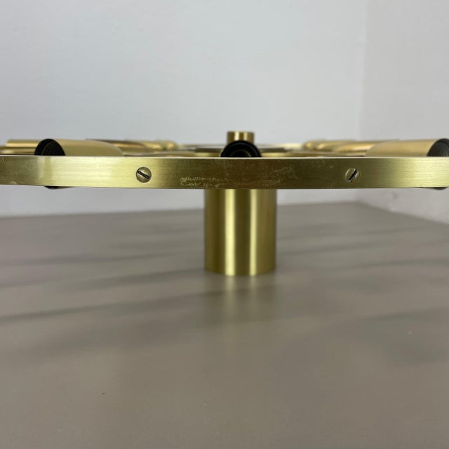 Large Brass Flush Mount in the style of Stilnovo, Italy, 1960s For Sale - Image 13 of 18