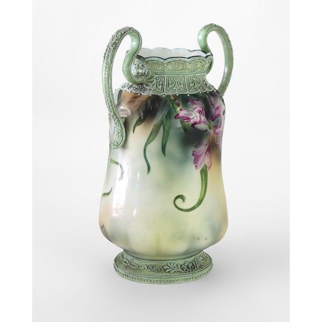 Antique Japanese Nippon Moriage Porcelain Vase Signed C1920 Measures - 12 1/4" x 8 1/4" x 6" This antique Japanese Nippon...