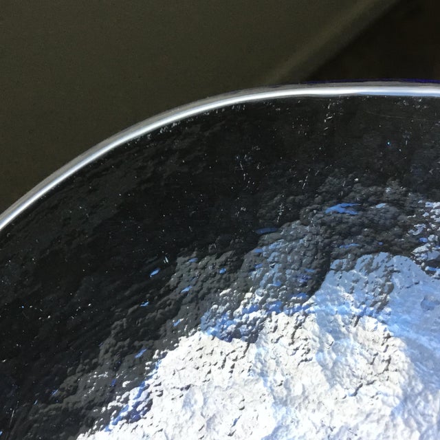 Late 20th Century Fire & Light Recycled Glass Cobalt Blue Dipping Dishes Bowl Plates- Set of 2 For Sale - Image 14 of 15