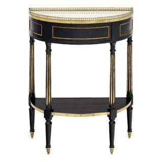 French Louis XVI Ebonized Mahogany Demi-Lune Console With Carrara Marble, Circa 1790 For Sale