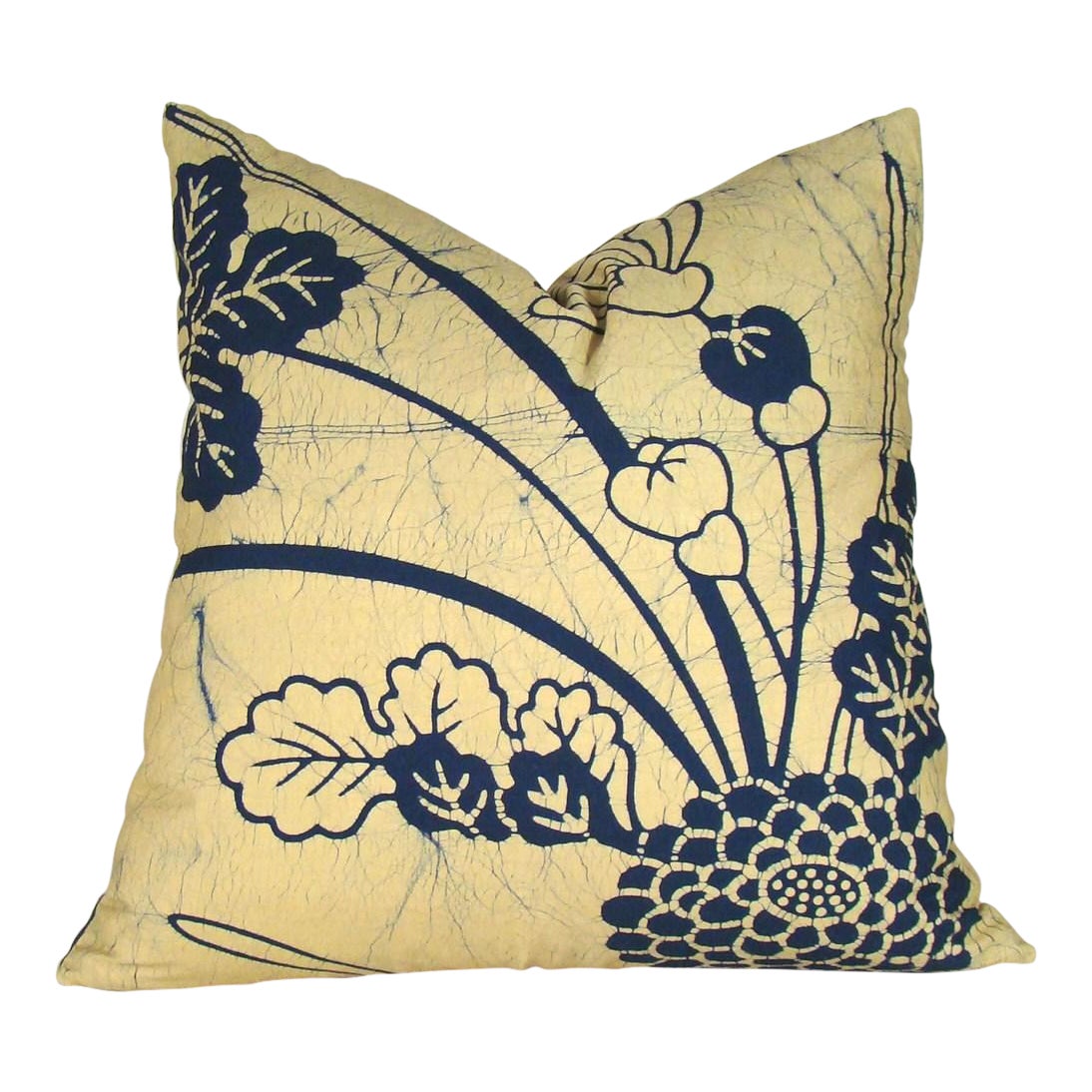 Hand Drawn Floral Batik Japanese Fukusa Pillow Cover Chairish