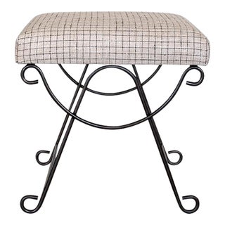 Panoplie Iron Loop Stool, Linen Check For Sale