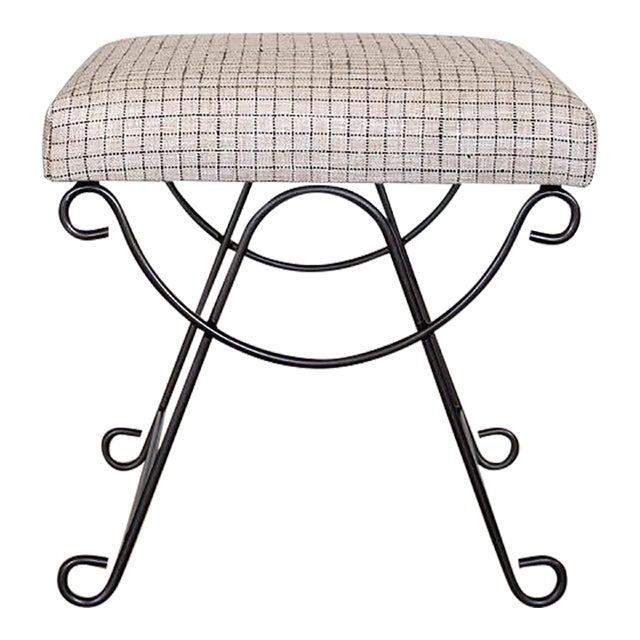 Panoplie Iron Loop Stool, Linen Check For Sale