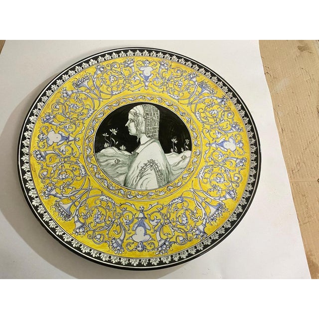 Large 20th Century Ceramic Dish in Yellow and Blue from C.Lombardo, Italy, 1960s For Sale - Image 12 of 14