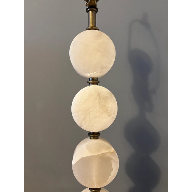 Alabaster Vintage Alabaster & Brass Table Lamp For Sale - Image 8 of 8