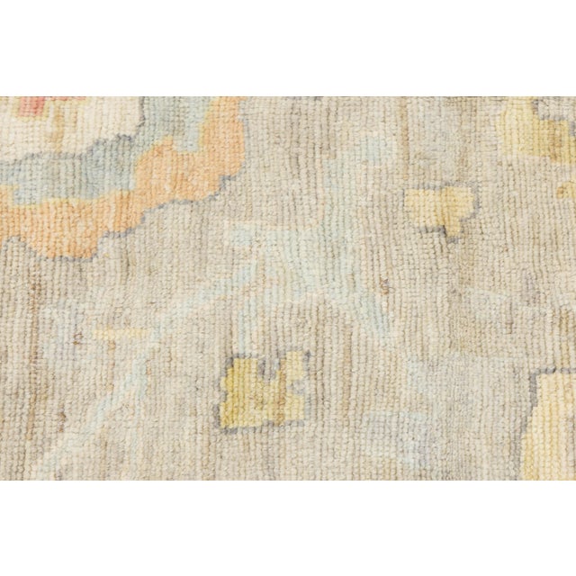 Textile Hand-Knotted 10x18 Oushak Style Wool Area Rug Muted Sand & Coral Transitional For Sale - Image 7 of 11