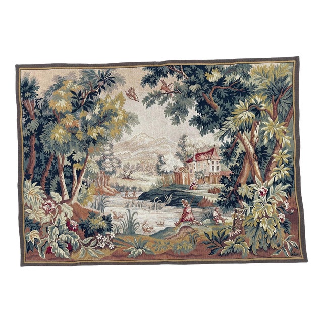 Vintage Aubusson Style Jacquard Tapestry, 1960s For Sale