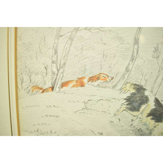 White Mid 19th Century "Huntsman W/ Two Game Dogs Pheasant Shooting" Drawing W/ Watercolour by Henry Alken For Sale - Image 8 of 10