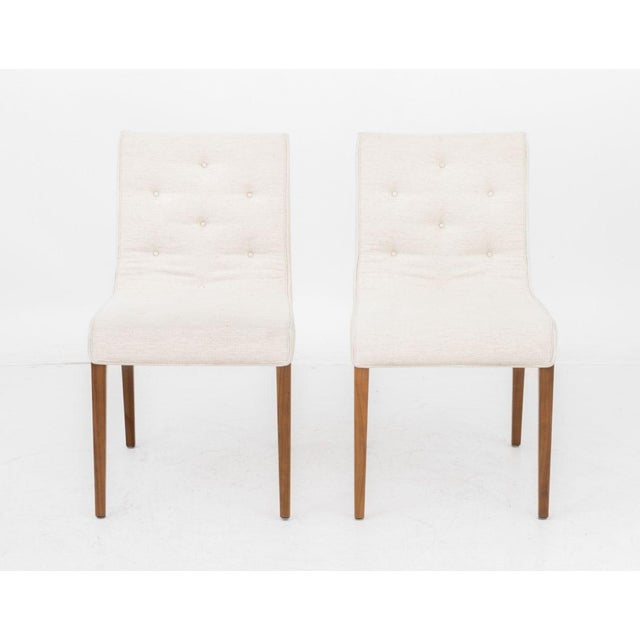 Pair of Wittmann "Leslie" Upholstered Side Chairs, stained wood, label to bottom. 33" H x 19" W x 22" D; seat 18" H....