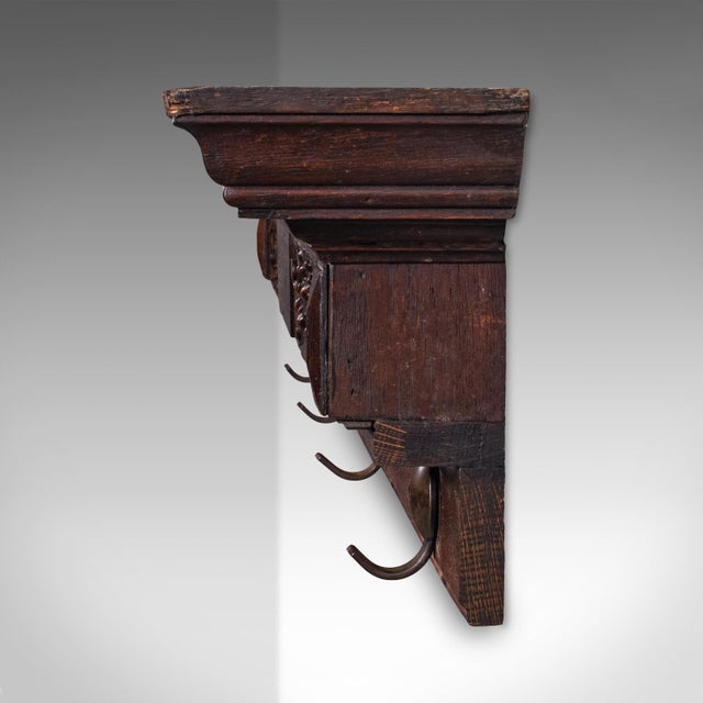 4 Hook Antique Cloakroom Coat Rack, English, Reception Valet, Edwardian, c.1905 For Sale - Image 4 of 10