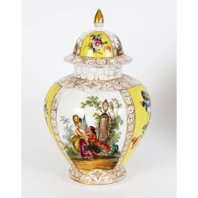 Early 20th Century Dresden Lidded Porcelain Vases & Covers, 1890s, Set of 2 For Sale - Image 9 of 18