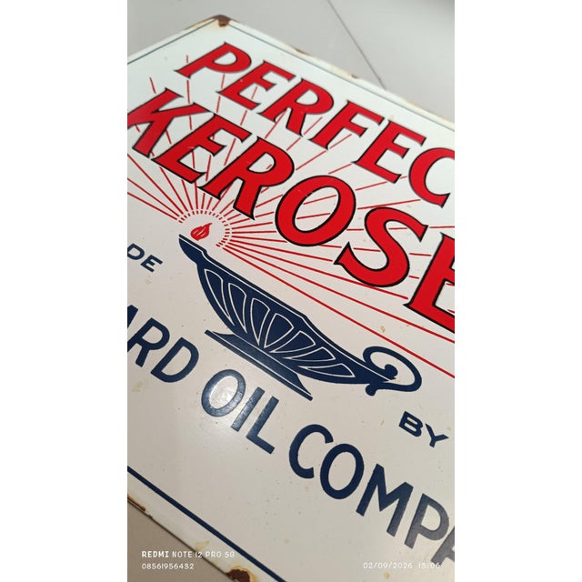 Vintage Perfection Kerosene Standard Oil Metal Sign Advertising Reproduce Steel 1.3mm For Sale - Image 12 of 14