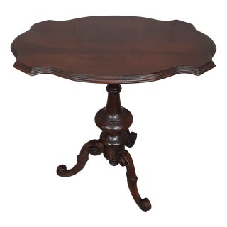 Antique Victorian Style Wooden Tea Table with Shaped Top, 1940s For Sale