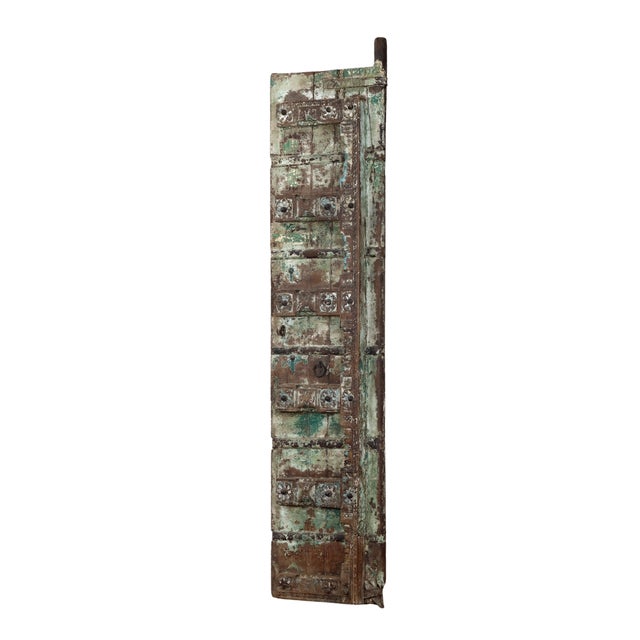 1900 - 1909 Antique Indian Painted Teakwood Gujarati Door For Sale - Image 5 of 9