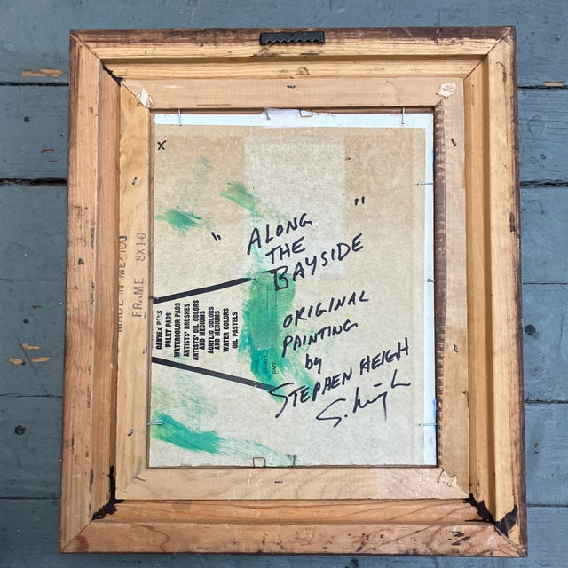 Abstract Contemporary Original Stephen Heigh Abstract Painting “Along the Bayside “ Vintage Frame For Sale - Image 3 of 3