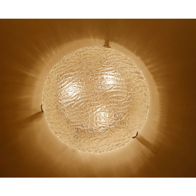 Large Brutalist Glass Flush Mount from Kaiser Leuchten, 1970s For Sale - Image 4 of 11