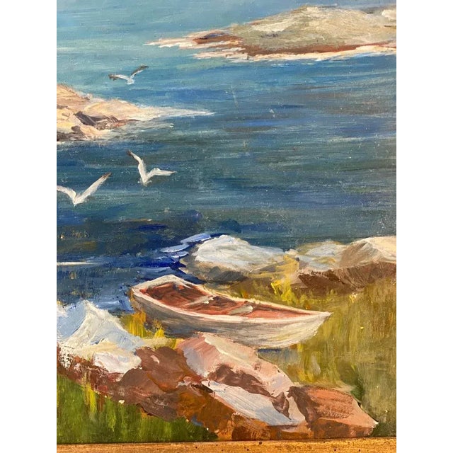 Traditional 2000s California Shoreline Painting of Rocky Coast on Board For Sale - Image 3 of 5