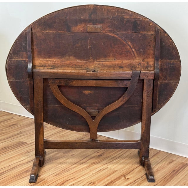 French Country Antique Flip Top Wine Tasting Table For Sale - Image 3 of 15