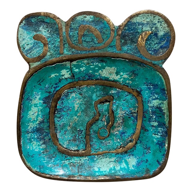 1950s Pepe Mendoza Ashtray Malachite & Brass Mexico For Sale