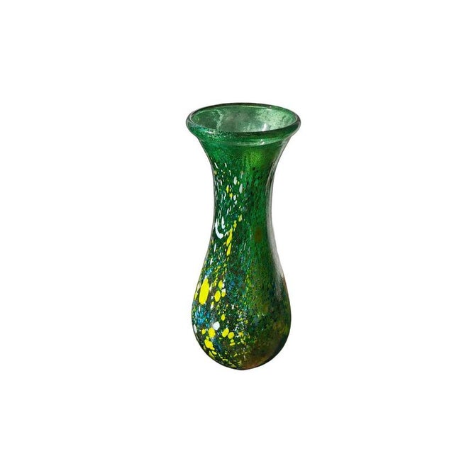 Glass Vintage Green Art Glass Vase, 1990s For Sale - Image 7 of 7