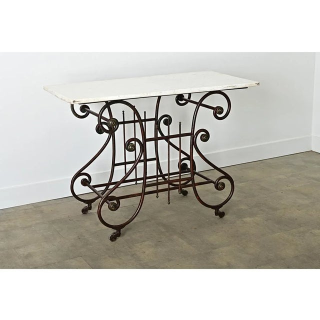 French 19th Century Iron & Marble Butcher or Pastry Shop Table For Sale In Baton Rouge - Image 6 of 12