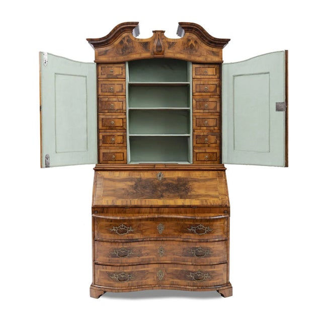 Baroque Antique Baroque Secretaire Cupboard in Walnut For Sale - Image 3 of 6