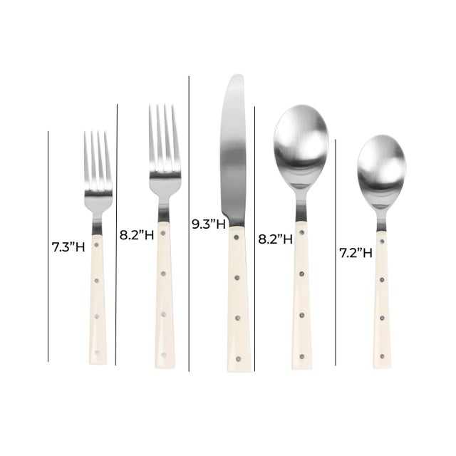 Transitional Soline Cream 20-Piece Bistro Flatware Set, Service for Four For Sale - Image 3 of 3