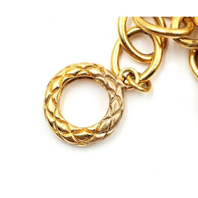 Metal Chanel Vintage Gold Plated CC 3 Rings Large Pendant Chain Long Necklace For Sale - Image 7 of 7