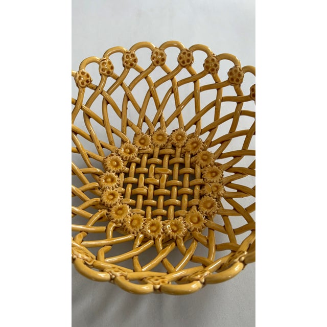 Handmade Ochre Ceramic Openwork Fruit Basket from Pichon Uzès, France, 1960s For Sale - Image 4 of 13