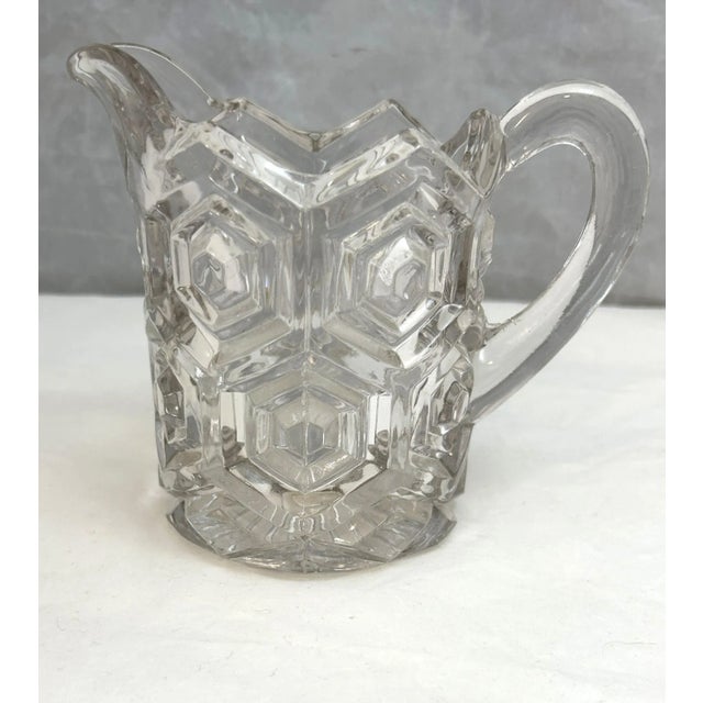 Traditional Antique Eapg Dalzell Gilmore & Leighton Small Glass Pitcher Bullseye Pattern For Sale - Image 3 of 8