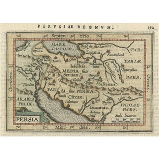 Antique Miniature Map of Persia, 1601 For Sale