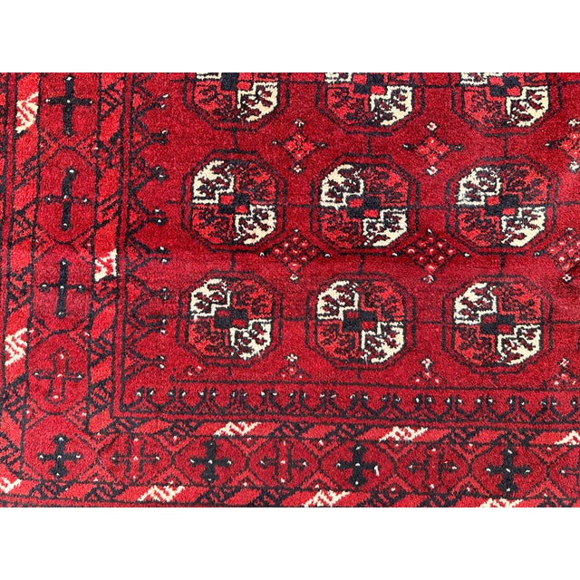 Textile Antique Red Bokhara Hand-Knotted Wool Rug - 7'9" X 5'3" For Sale - Image 7 of 11